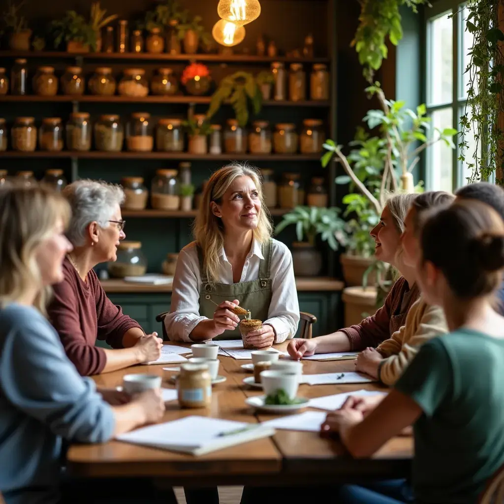 Belső tér, ahol emberek élvezik a gyógyteát a szív egészségéért.