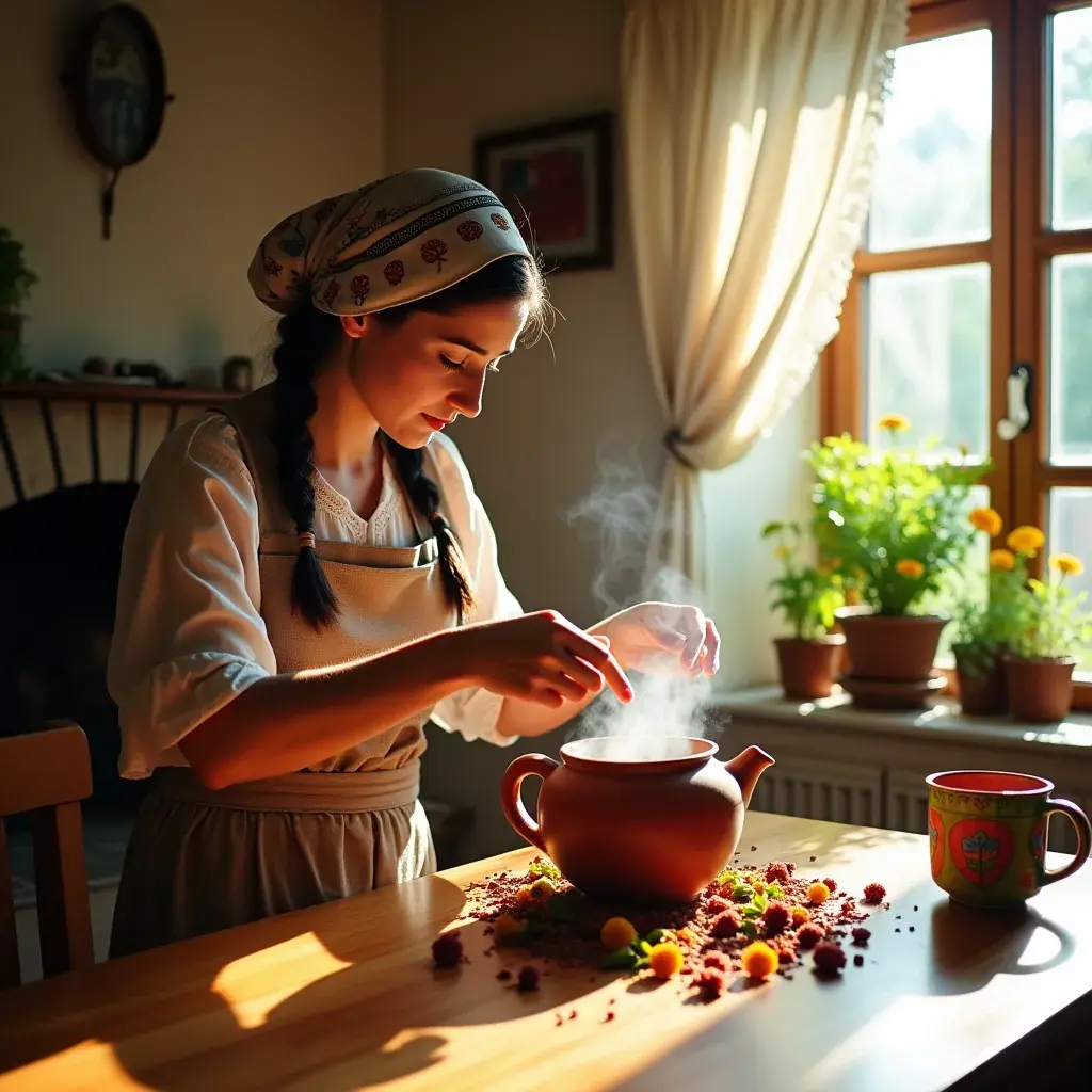 Kép egy csésze gőzölgő gyógyteával, amely szívbarát gyógynövényeket tartalmaz.